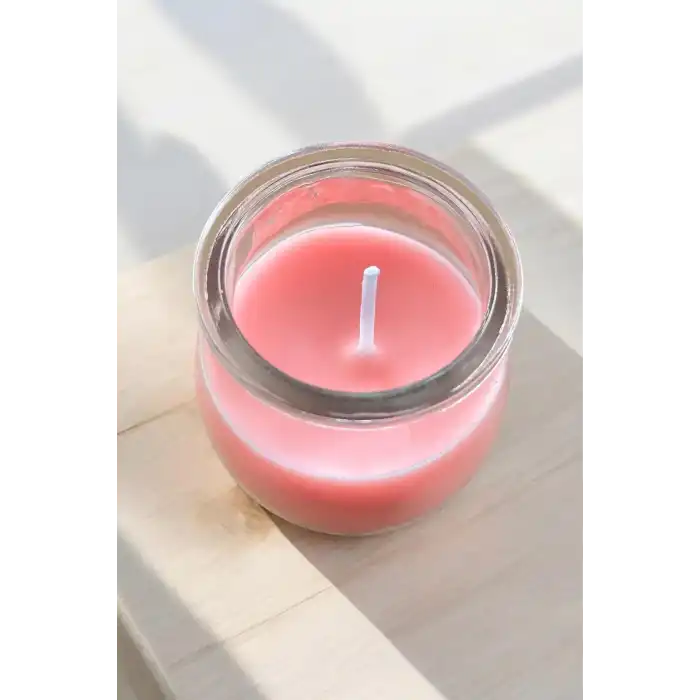 Pembe Renk Bardakta Kokulu Dekoratif Mum