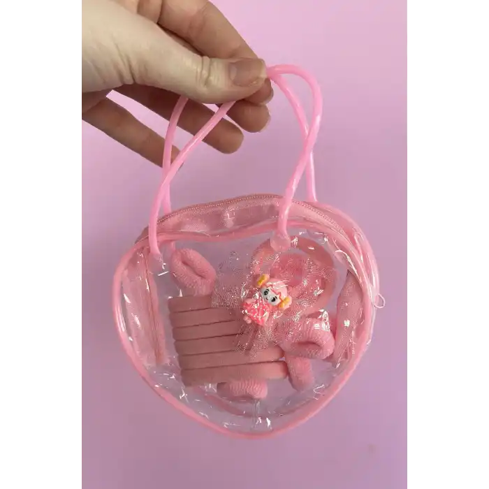Pembe Renk Çantalı Çocuk Toka Set