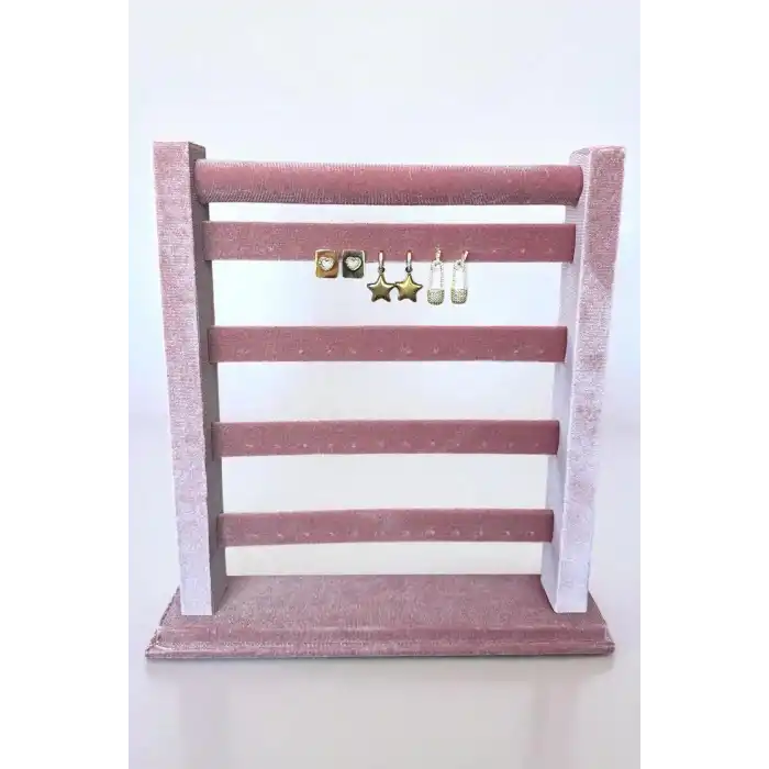 Pembe Renk Dört Katlı Küpe Düzenleyici / Organizer