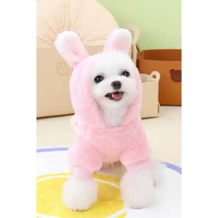 Pembe Renk Havuç Figürlü Çanta Detaylı Peluş XXL Köpek Tulum