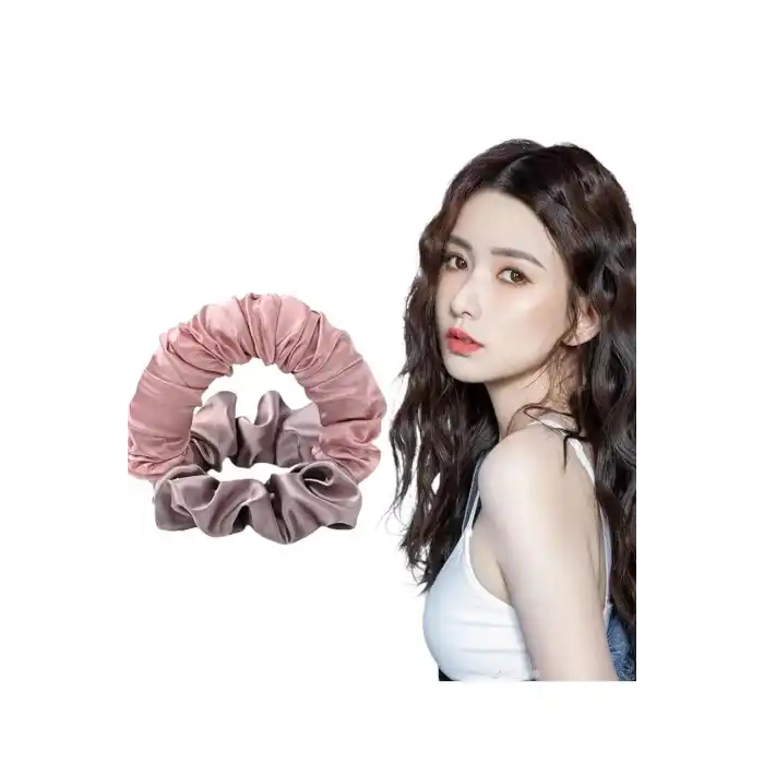 Pembe Renk Isısız Saç Şekillendirici Saç Sosisi Saten Toka