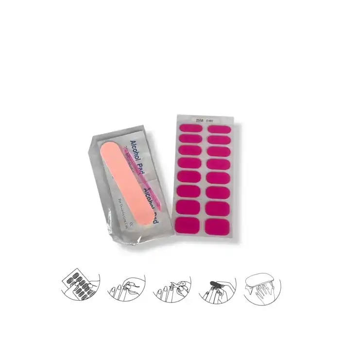 Pembe Renk Jel Tırnak Etiketi - Uv Ile Yapılan Poly Jel Sticker Sertleşen -Kürlenmiş Jel Tırnak Stickerı