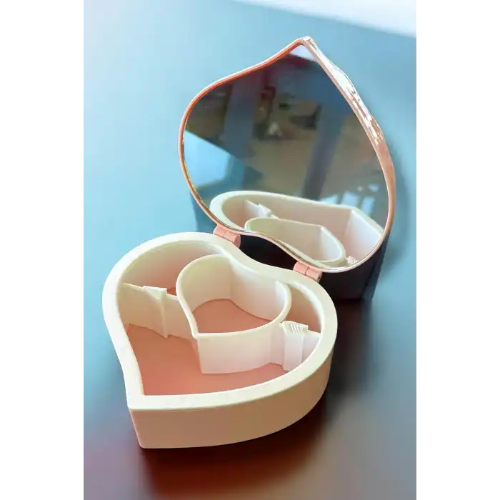 Pembe Renk Kalp Figürlü Aynalı Takı Organizeri