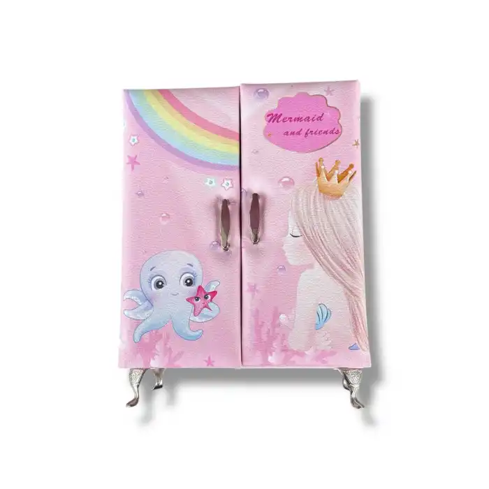 Pembe Renk Karışık Figürlü Takı Dolabı/Organizer