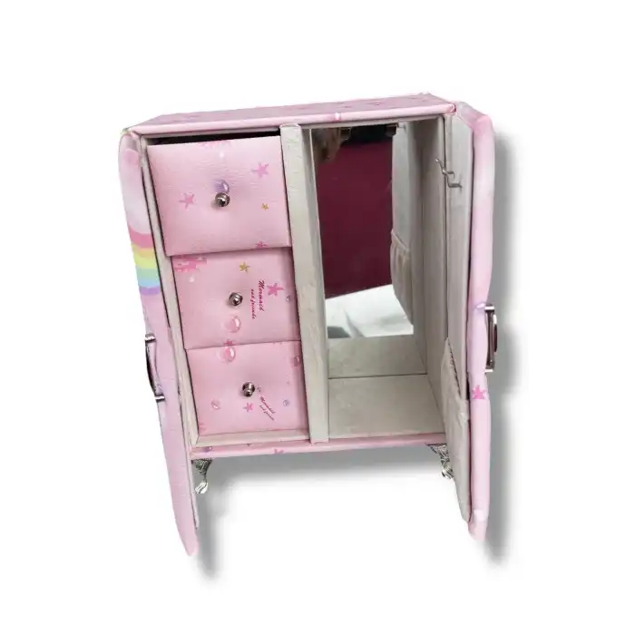 Pembe Renk Karışık Figürlü Takı Dolabı/Organizer