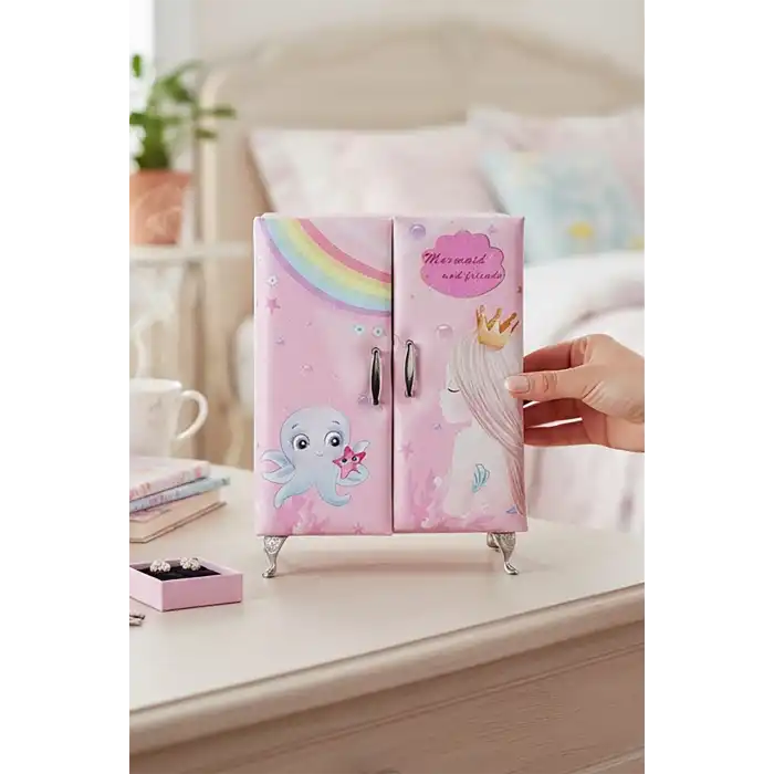 Pembe Renk Karışık Figürlü Takı Dolabı/Organizer