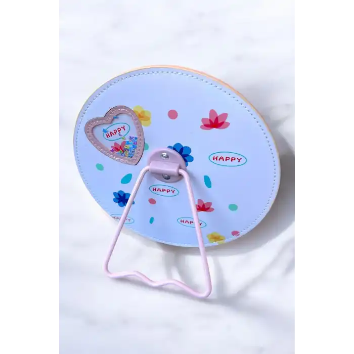 Pembe Renk Karışık Figürlü Yuvarlak Masa Aynası