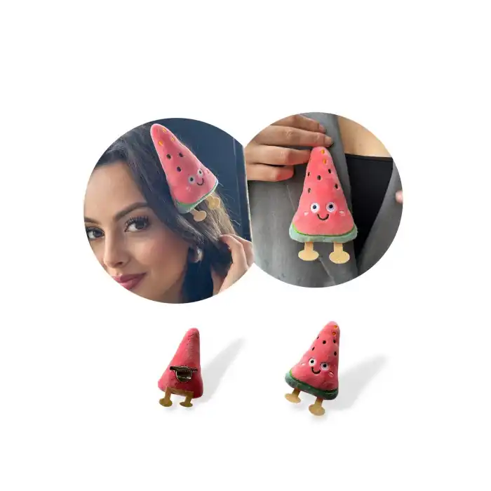 Pembe Renk Karpuz Figürlü Rozet / Toka