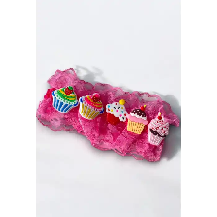 Pembe Renk Kek Figürlü Çocuk Saç Bandı