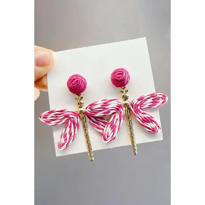 Pembe Renk Kelebek Figürlü Küpe (Çift)