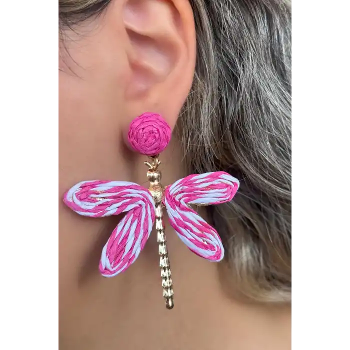 Pembe Renk Kelebek Figürlü Küpe (Çift)