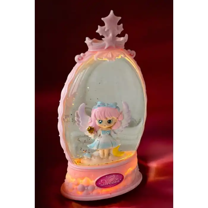 Pembe Renk Kız Figürlü Müzikli Ve Işıklı Kar Küresi