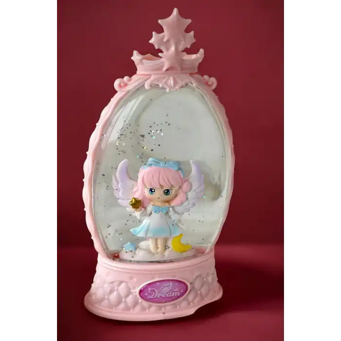 Pembe Renk Kız Figürlü Müzikli Ve Işıklı Kar Küresi