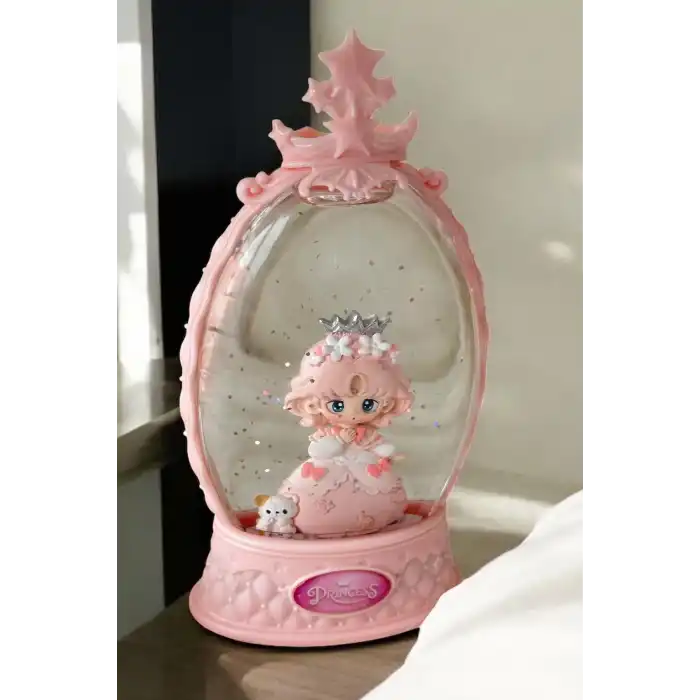Pembe Renk Kız Figürlü Müzikli Ve Işıklı Kar Küresi