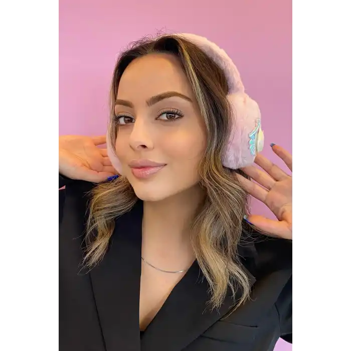 Pembe Renk Kuğu Detaylı Peluş Kulaklık