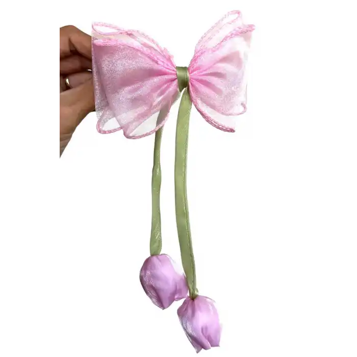 Pembe Renk Lale Figürlü Otomat Toka