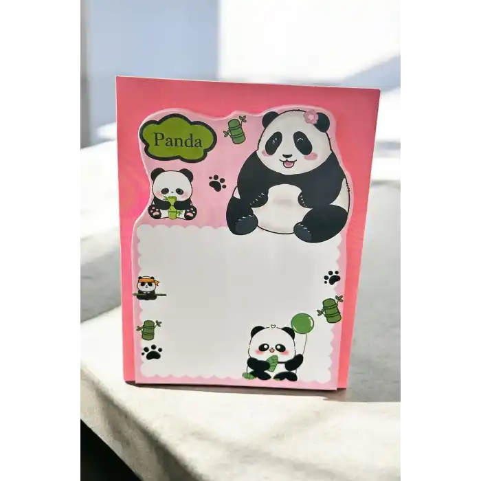 Pembe Renk Panda Figürlü Yapışkanlı Not Kağıdı