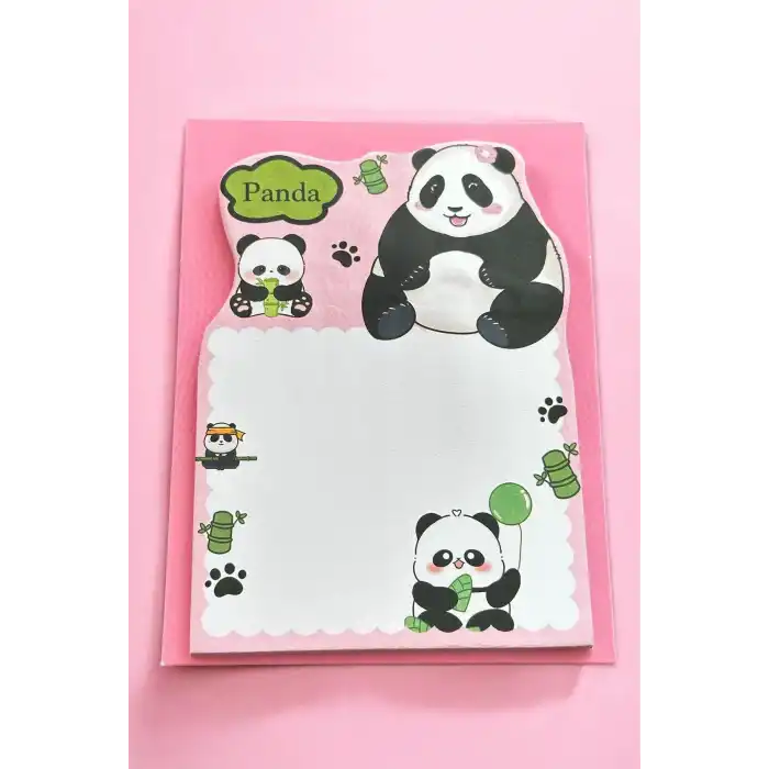 Pembe Renk Panda Figürlü Yapışkanlı Not Kağıdı