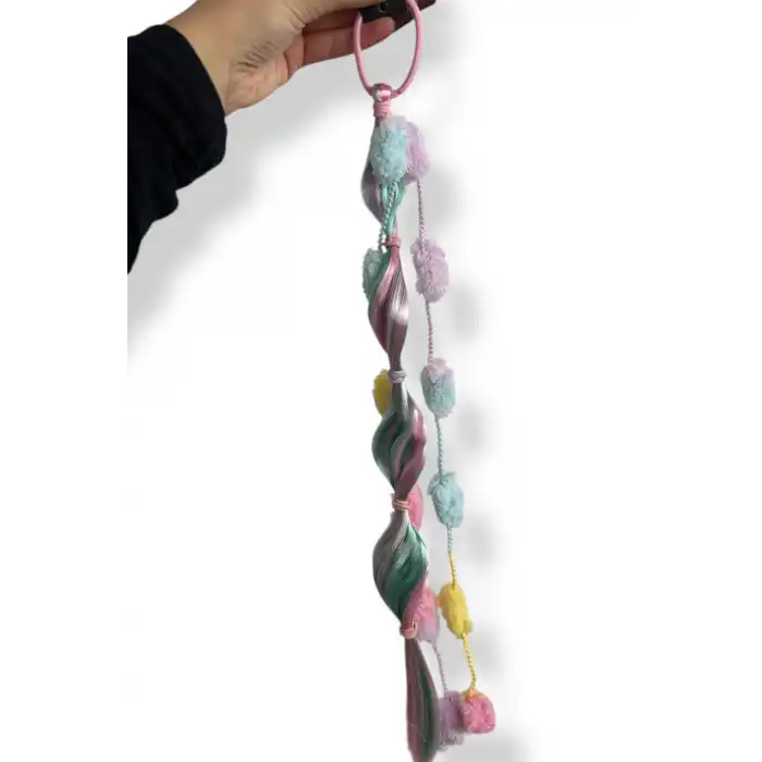 Pembe Renk Saç Detaylı Lastik Toka