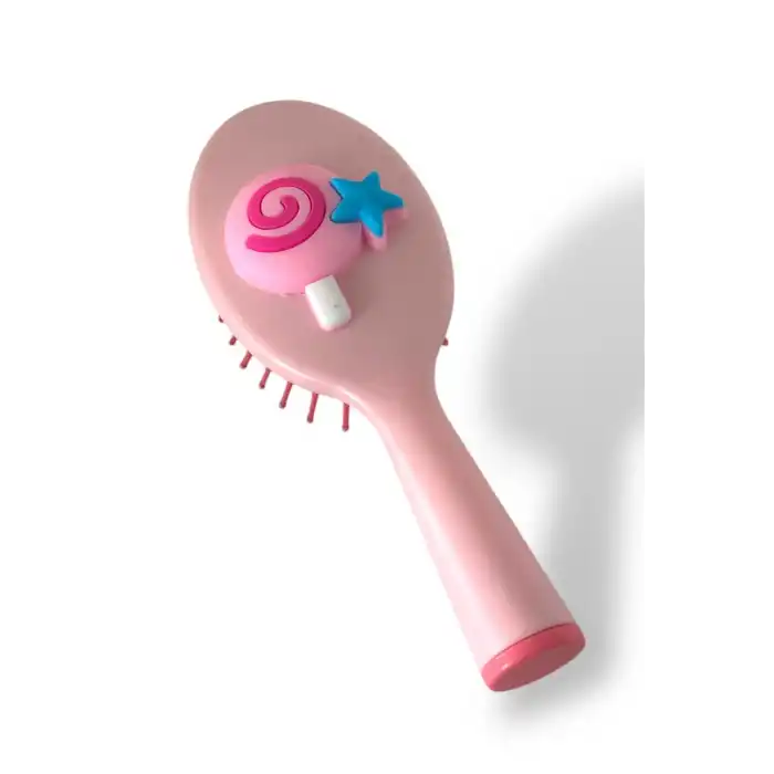 Pembe Renk Şeker Figürlü Saç Tarama Fırçası/ Tarak
