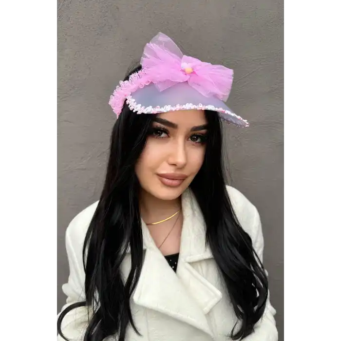 Pembe Renk Taçlı Vizör Şapka