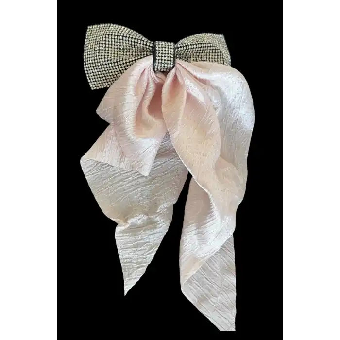 Pembe Renk Taş Detaylı Kurdele Otomat Toka