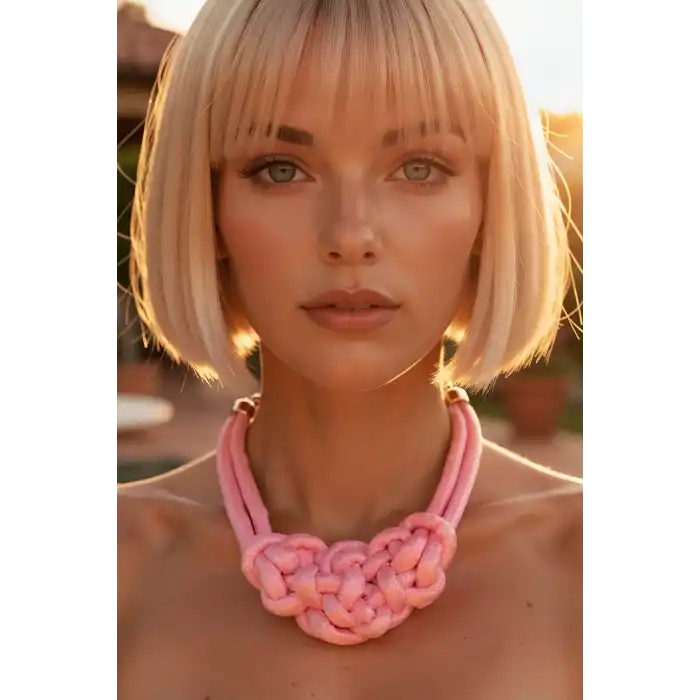 Pembe Renk Tasarım Kolye