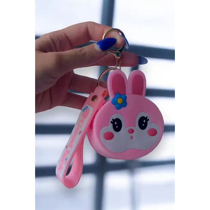 Pembe Renk Tavşan Figürlü Anahtarlık/ Cüzdan