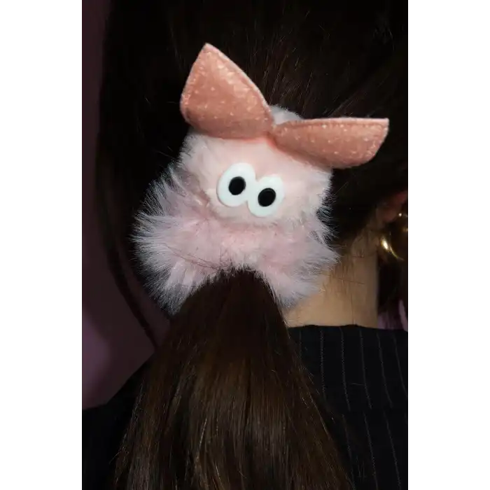 Pembe Renk Tavşan Figürlü Peluş Simit Toka