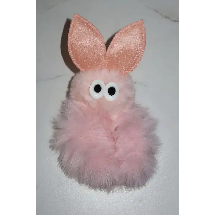 Pembe Renk Tavşan Figürlü Peluş Simit Toka