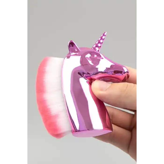 Pembe Renk Unicorn Figürlü Allık/Makyaj Fırçası