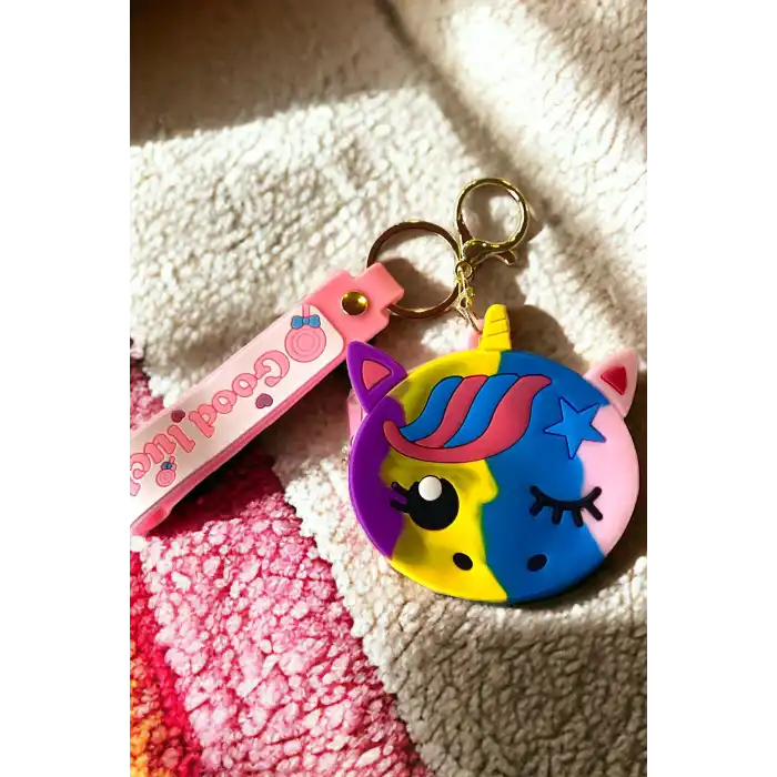 Pembe Renk Unicorn Figürlü Cüzdan/ Anahtarlık