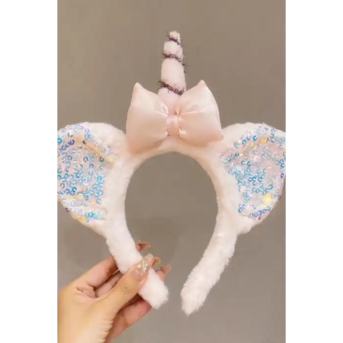 Pembe Renk Unicorn Figürlü Peluş Taç