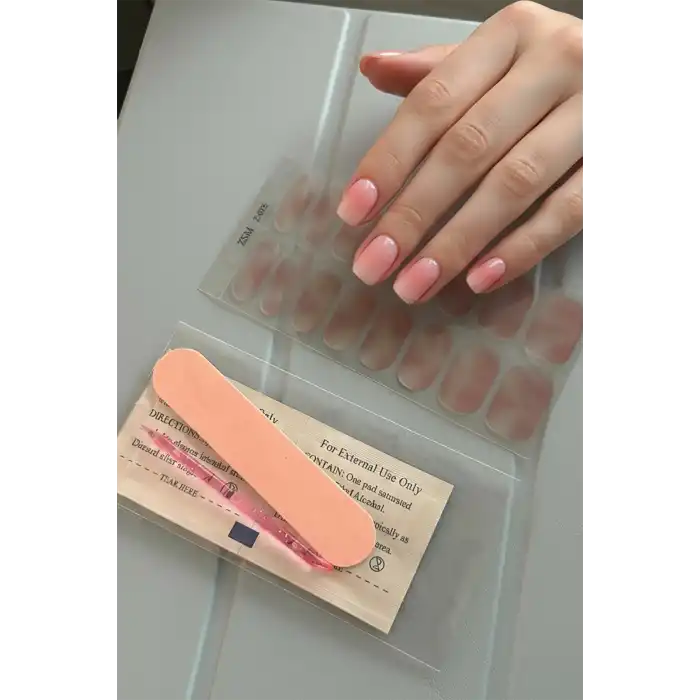 Pudra Renk Jel Tırnak Etiketi - Uv Ile Yapılan Poly Jel Sticker Sertleşen -Kürlenmiş Jel Tırnak Stickerı