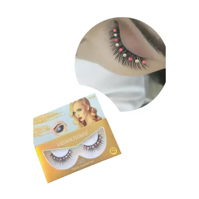 Renkli Taş Detaylı 5D Volüm İpek Takma Kirpik
