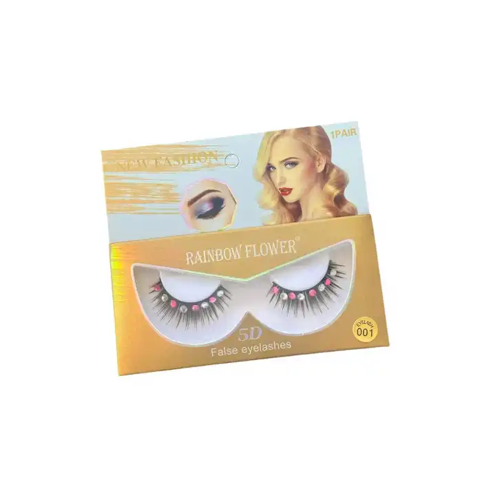 Renkli Taş Detaylı 5D Volüm İpek Takma Kirpik