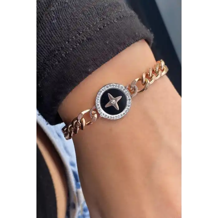 Rose Renk Yıldız Figürlü Çelik Bileklik
