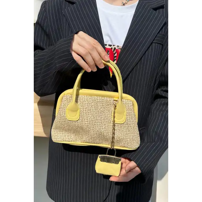 Sarı Renk Hasır Kadın Çanta