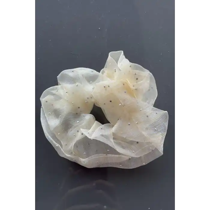 Sarı Renk Taşlı Organze Simit Toka