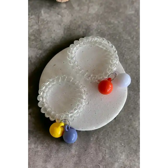 Şeffaf 2´li Boncuk Detaylı Helezon Toka