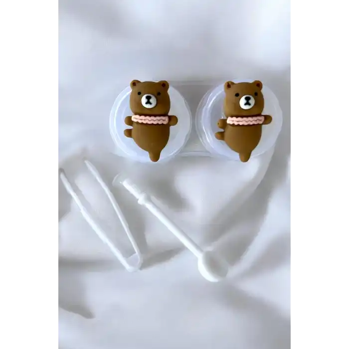 Şeffaf Renk Ayıcık Figürlü Lens Saklama Kutusu