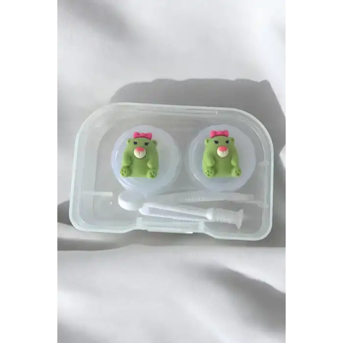 Şeffaf Renk Ayıcık Figürlü Lens Saklama Kutusu