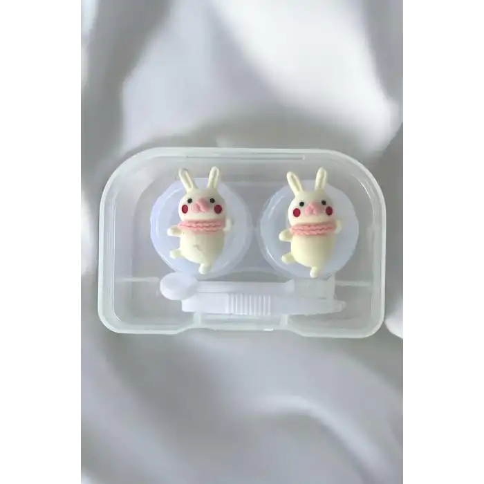 Şeffaf Renk Tavşan Figürlü Lens Saklama Kutusu