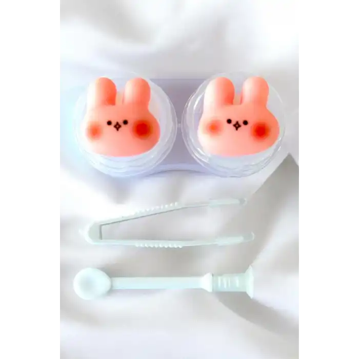 Şeffaf Renk Tavşan Figürlü Lens Saklama Kutusu