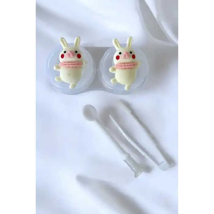 Şeffaf Renk Tavşan Figürlü Lens Saklama Kutusu