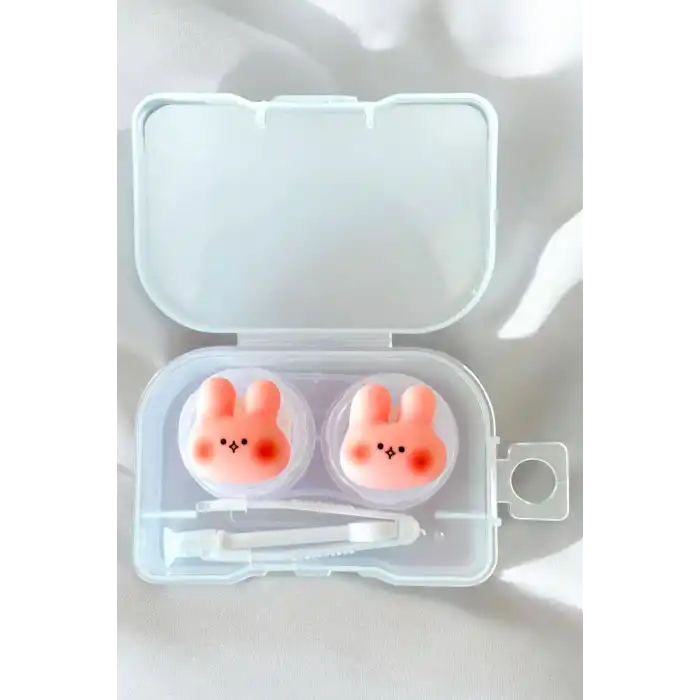 Şeffaf Renk Tavşan Figürlü Lens Saklama Kutusu