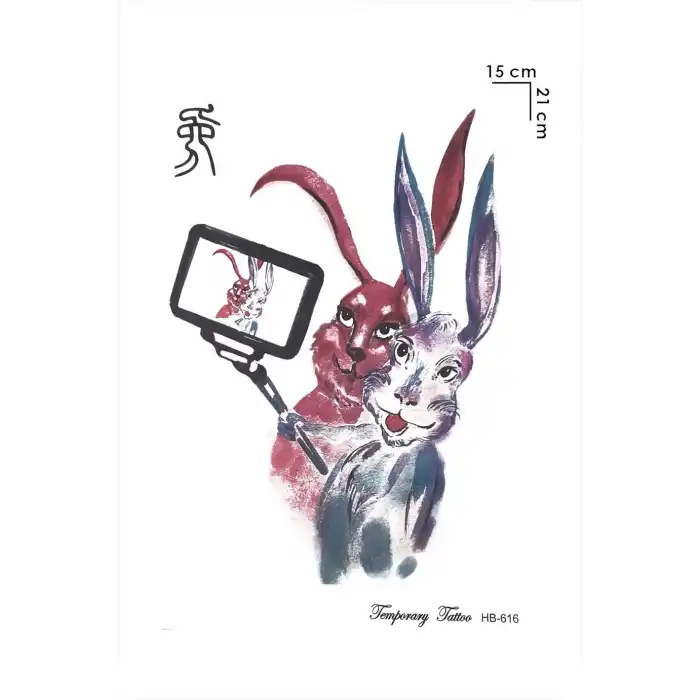 Selfie Tavşan Geçici Dövme Tattoo