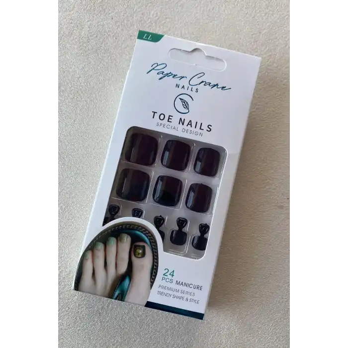 Siyah Renk 24lü Ayak Takma Tırnak Seti