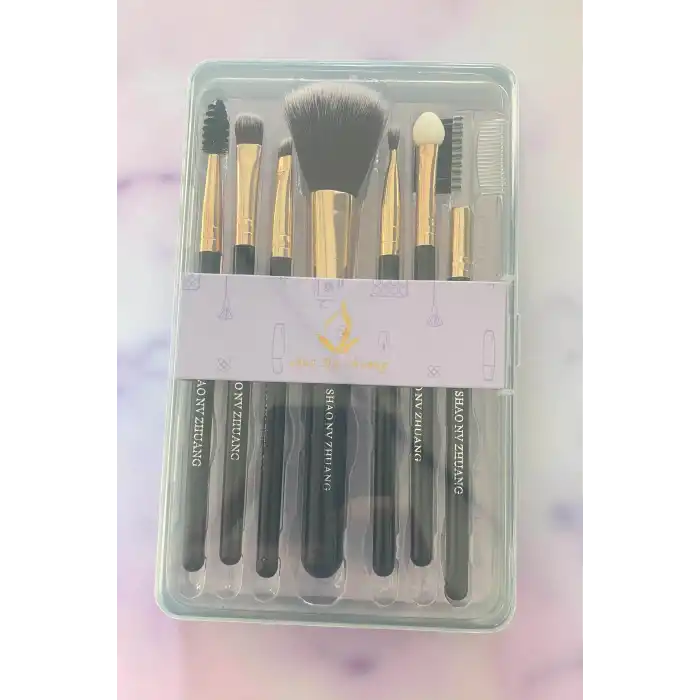 Siyah Renk 7li Makyaj Fırçası Set