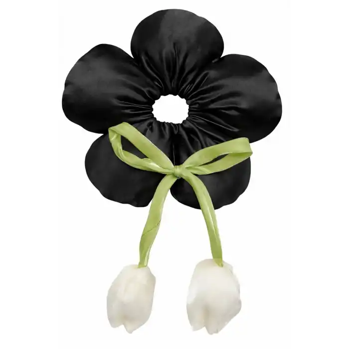 Siyah Renk Çiçek Figürlü Sallantılı Simit Toka